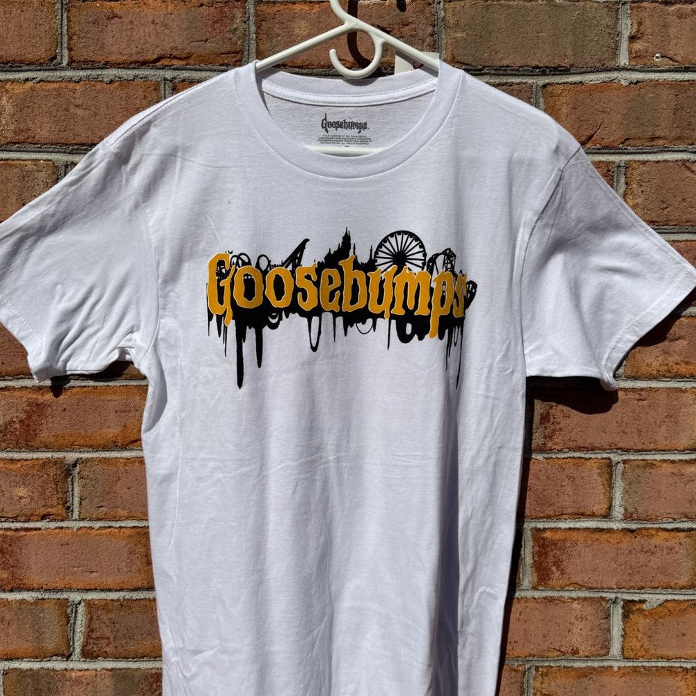 Official Goosebumps Horrorland T-Shirt - Men's Unisex, White Cotton, New